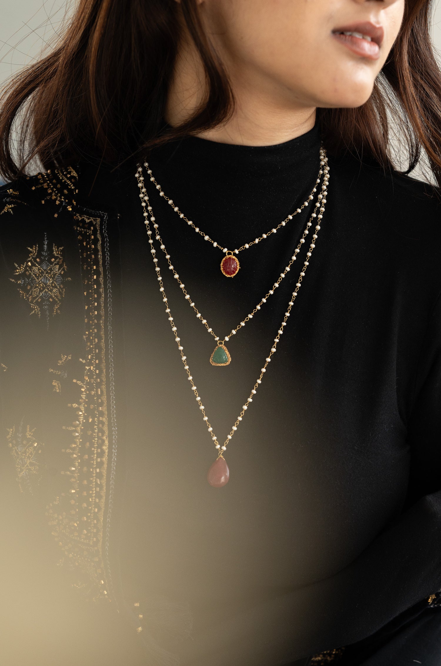 Elianna Red Layered Necklace - Do Taara