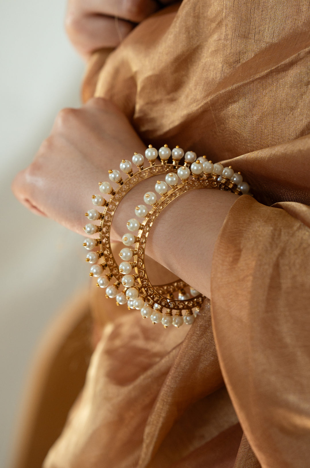 Rasam Gold Plated Pearl Bangles Pair of
