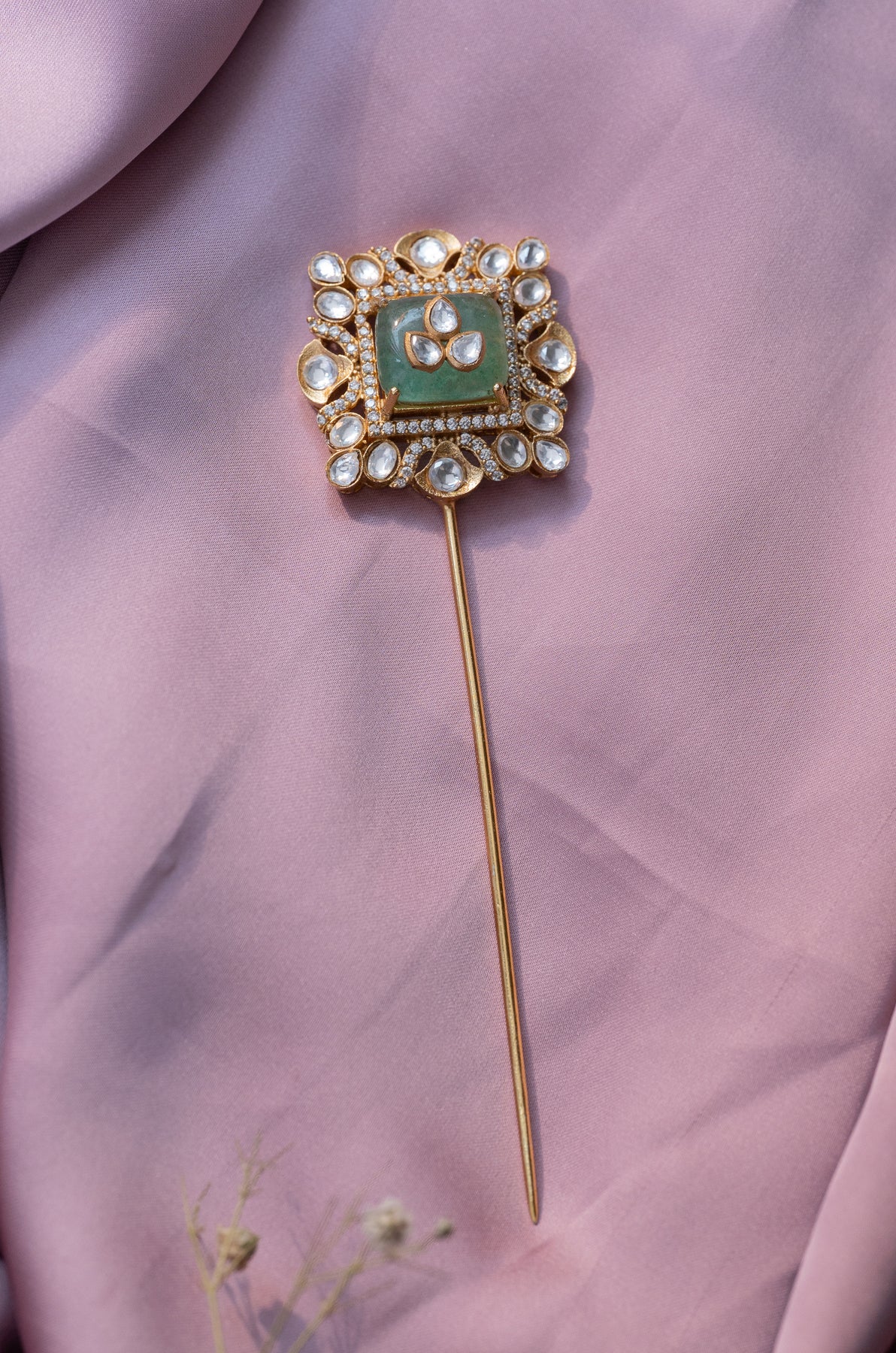 Polli Pin Ezmee Mint Polki Braid Pin / Lapel Pin – Do Taara