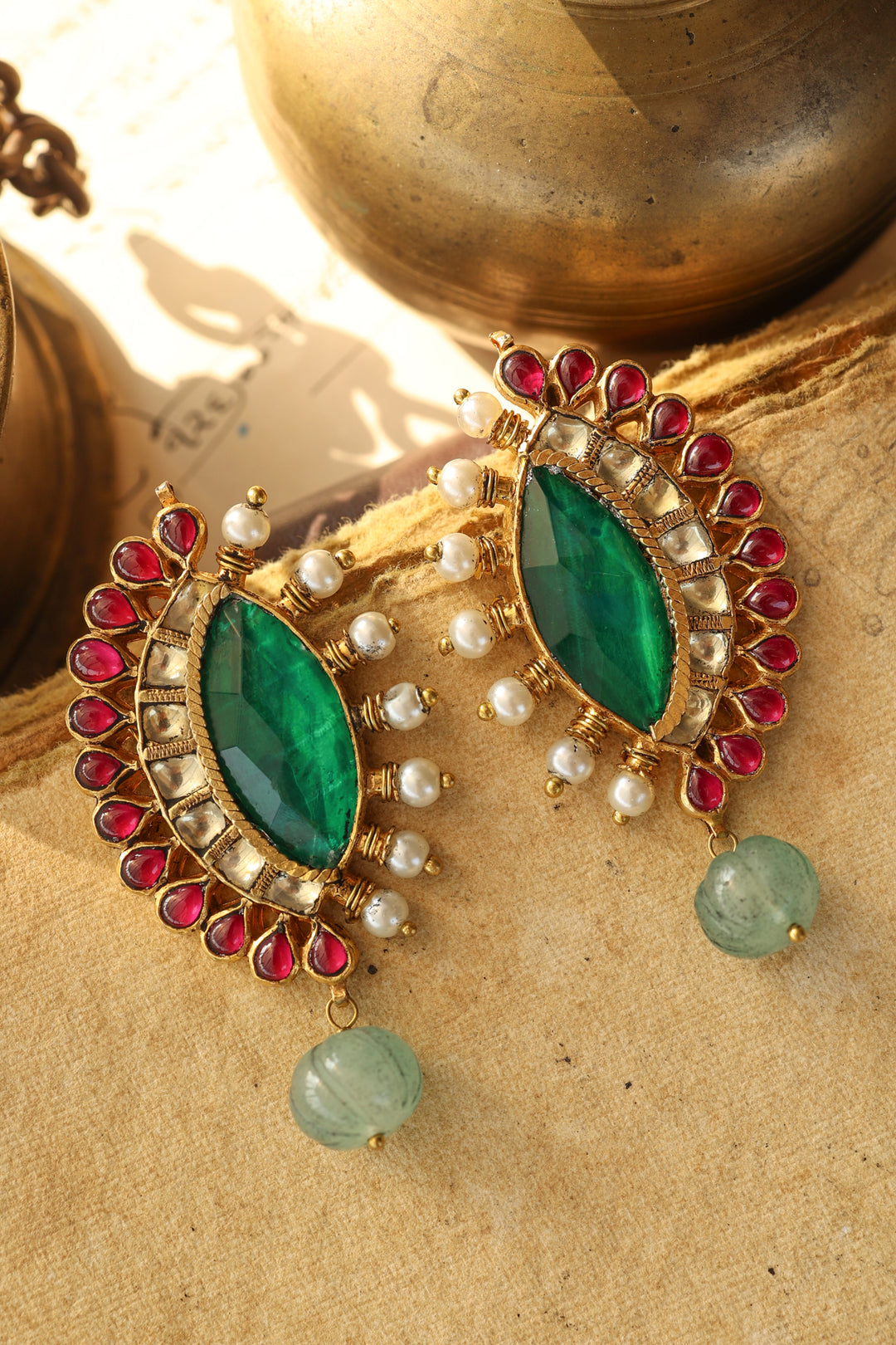 Tamsin Red Kundan Earrings – Do Taara - Main Image